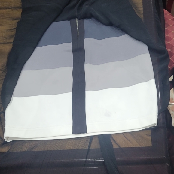 Bcbgmaxazria alai maxi chiffon dress black combo L - Picture 12 of 16